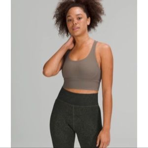 Lululemon Energy Longline Bra Ribbed Luxtreme/ Olive Green/ Size 6